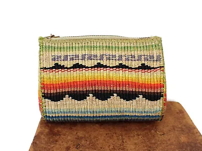 Vintage Saltillo Mexican Woven Change Purse Amor Mio Multi-colored Stripes • $129