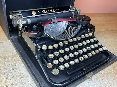 1927 Underwood Four Bank Working Glossy Black Typewriter W New Ink • $425