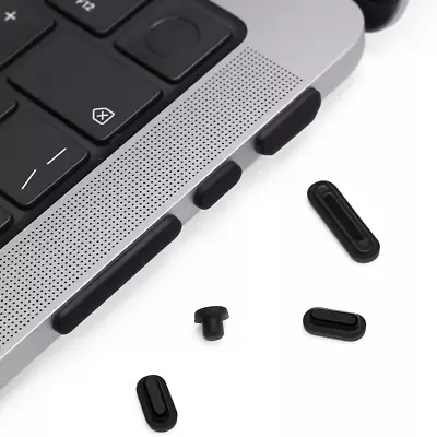 7 Pcs Anti-Dust Plug Set For MacBook Pro 14/16 - Silicone Cover Black • $11.89