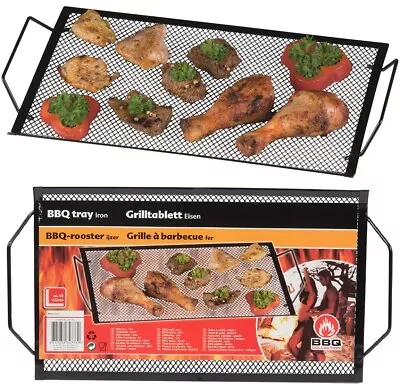 £6.49 • Buy Large BBQ Barbecue Tray Rack Frying Grill Grid Party Kitchen Catering Metal BLK