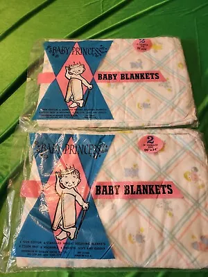 Lot Of 2 Packages (4 Total) 26 X 34 Vintage USA  Baby Princess Baby Blankets • $24.95