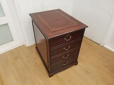 VINTAGE BROWN LEATHER TOP MAHOGANY 2-DRAW FILING CABINET - Delivery • £195