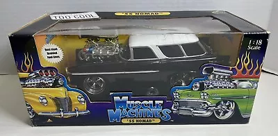 2003 Muscle Machines 1:18 Scale Die Cast Vehicle '55 Nomad Black And White RARE • $50