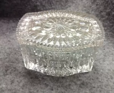 Vintage American Brilliant Cut Glass Trinket Box • $10.25