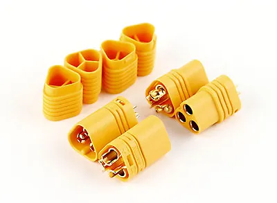 MT60 3 Pole Motor/ESC Connector Set In YELLOW 12AWG Male/Female - 60AMP -2 PAIRS • £4.89