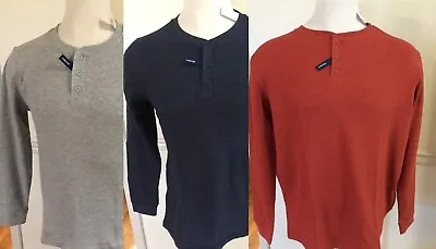 NWT Men George Henley Thermal Waffle Style Knit Shirt Top Shirt Orange Blue Gray • $14.99
