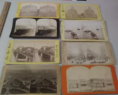 (8) New York City Stereoview Photos Booth's Theatre German Bank Steamboats • $25