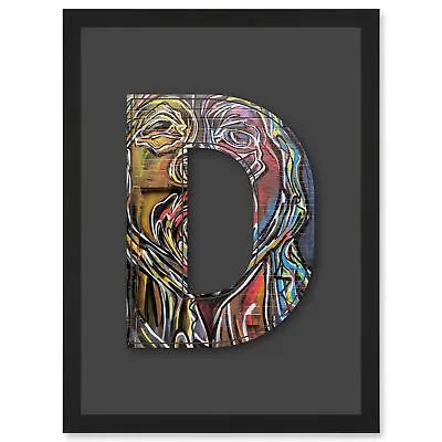 $41.79 • Buy Letter D Multicoloured Face Wall Decorative Graffiti Initial Framed A3 Art Print