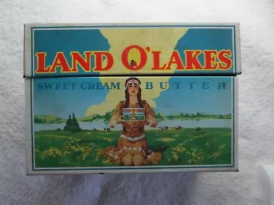 Vintage Land O'Lakes Sweet Cream Butter Metal Recipe Box Full Of Recipes • $11.15