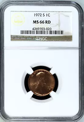1972-S  Lincoln Cent  NGC  MS66RD • $22