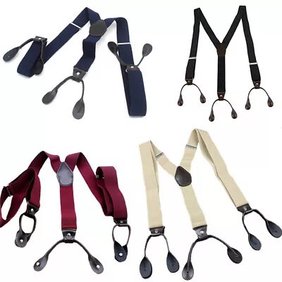 Four Colors Men's Suspenders Button Type Adjustable Length Elastic Unisex Braces • $6.29