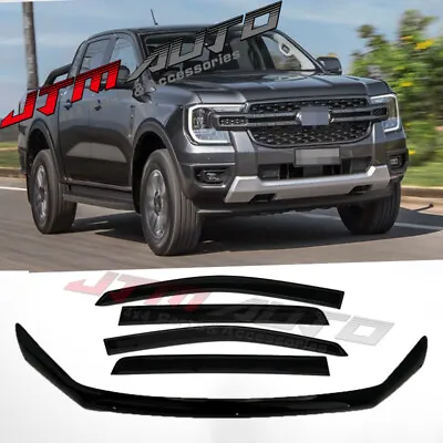 Bonnet Protector + Window Visors Weather Shields To Suit Ford Ranger 2022 2023 • $139