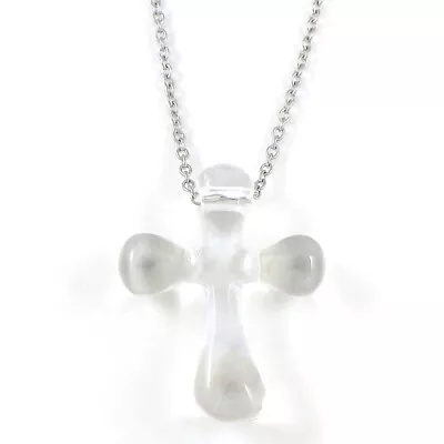 Tiffany & Co. Necklace Cross Elsa Peretti Rock Crystal PT950 Platinum • $730.33