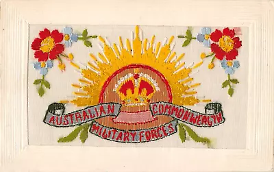 Postcard Military Wwi Silks Australian Commonwealth Military Force Flowers • £10.90