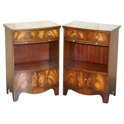 Pair Of Shaws London Bow Fronted Side Bookcase Tables + Butlers Serving Trays • $2426.29