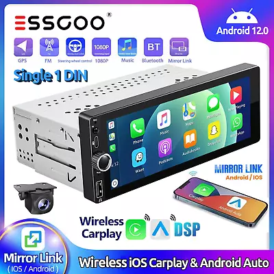 7  Single 1DIN Apple Carplay Car Stereo Head Unit Android 12 Radio Wifi GPS +CAM • $148.99