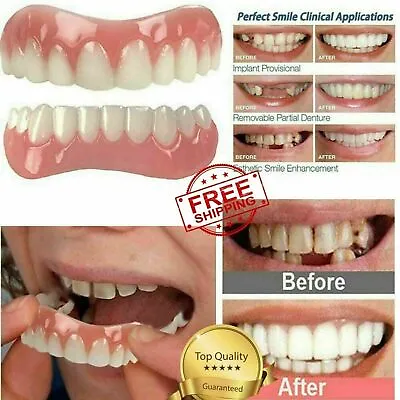 $5.99 • Buy Smile Silicone Upper Lower False Teeth Dental Veneers Dentures Fake Tooth Set