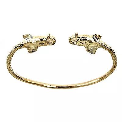 10K Yellow Gold West Indian BABY Bangle W. Elephant Ends • $616