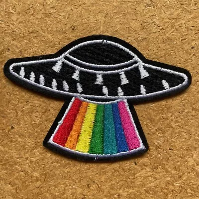 1pc Alien UFO Outer LGBTQ Space Ship Stars Embroidered Patch Iron NASA #2124 • $4.99