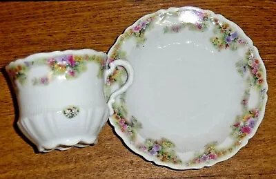 CT C. Tielsch Germany Porcelain Cup & Saucer - Colorful Spring Flowers • $12.50