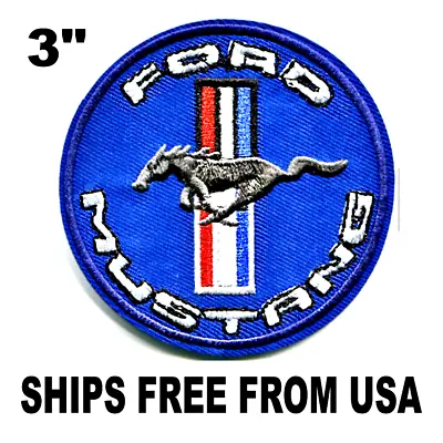 Ford Mustang Patch Embroidered Iron On Patches Sew On Auto Silver & Blue • $3.87