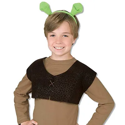£9.99 • Buy Childs Shrek Costume Set Ogre Ears And Vest Set Book Week Tv Film Fancy Dress