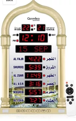 Azan ClockLed Prayer Clock Wall ClockRead Home/Office/Mosque Digital Gold • $62.99