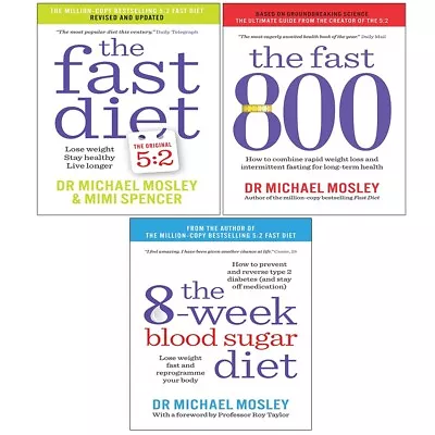 Michael Mosley Collection 3 Books Set Fast 800 8-Week Blood Sugar Fast Diet • £15.60
