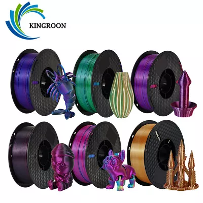 Kingroon Tricolor 1KG 1.75 Mm PLA Silk Filament Triple Colour Rainbow 3D Printer • $37.88