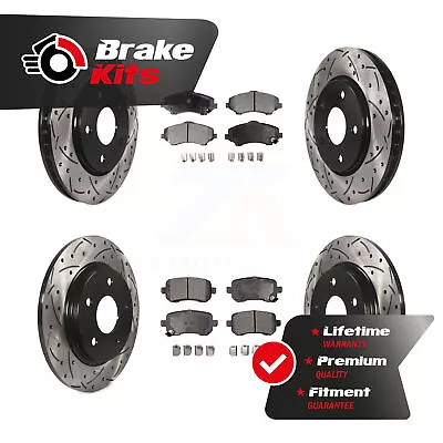 Front Rear Coated Drilled Slotted Disc Brake Rotor And Semi-Metallic Pad Kit For • $224.08