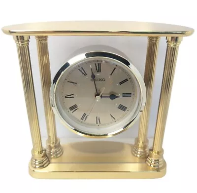 Vintage Seiko Brass Alarm Clock Desk Shelf Mantle In Working Condition 5.5  Tall • $30