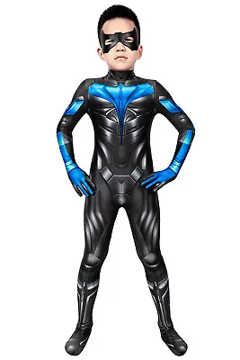 Batman Titans Nightwing Jumpsuit Kids Halloween Cosplay Costume • $139.64