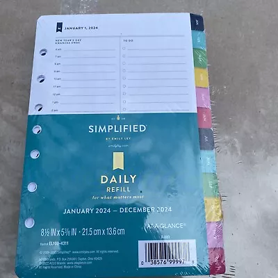 2024 AT-A-GLANCE Simplified By Emily Ley 8.5  X 5.5  Daily & Monthly Planner Ref • $18.25