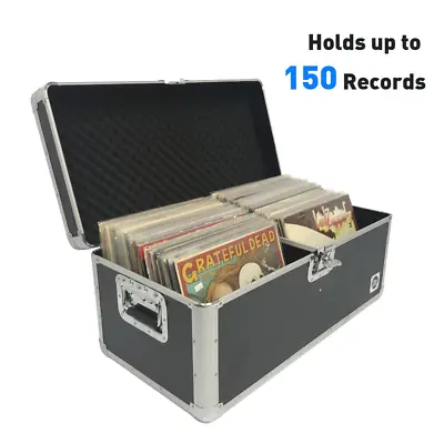 Vinyl Record Album Storage Box Case Aluminum Lp Crate Holds 150 Records Classic • $109.99