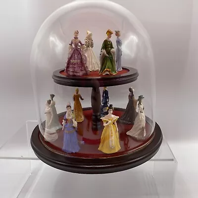 Vtg Resin 12 Miniature Victorian Ladies Of Fashion W/ Dome Display Taiwan Cloche • $79