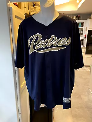 VTG Majestic San Diego Padres Jersey Men's 2X Made In USA Navy Blue No Number • $39.99