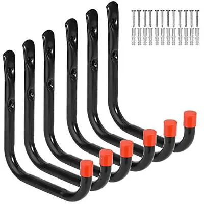 Heavy Duty Garage Storage Utility Hooks Wall 6 Pcs Black 7.1  Large J Hook • $25.60