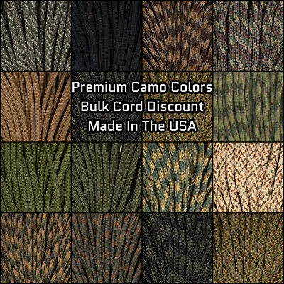 Paracord Planet 550 Paracord Camo Colors - 10-25-50-100 Ft Options - Made In USA • $13.99