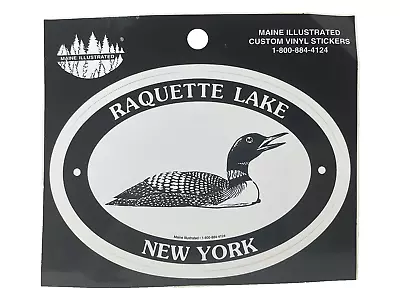 Raquette Lake Vinyl Sticker New York Loon Maine Illust. Oval Unused • $6.50