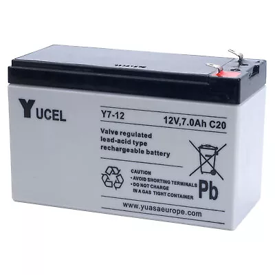 Yuasa Yucel Y7-12 Valve Regulated Lead Acid SLA Battery 12V 7.0Ah • £21.37