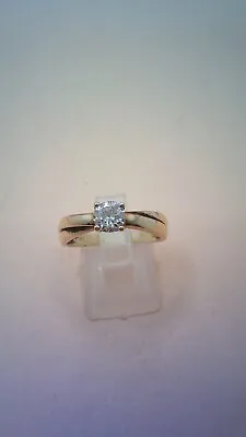 Hallmarked 9 Ct Gold Solitaire Cubic Zirconia Ring Size Q.  (D) • £80