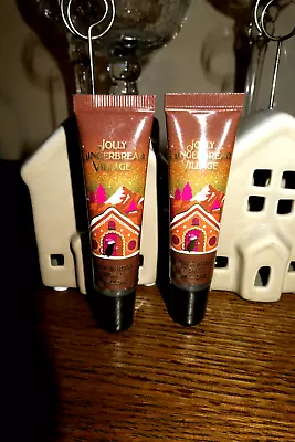 2x ❤️ BBW JOLLY GINGERBREAD VILLAGE Flavored CLEAR ❤️ Lip Gloss BATH BODY WORK • $21.99