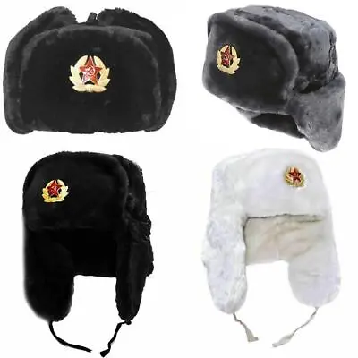 £10.49 • Buy Russian Hat Soviet Army USSR Badge Real Military Soldiers Ushanka Fur Headwear
