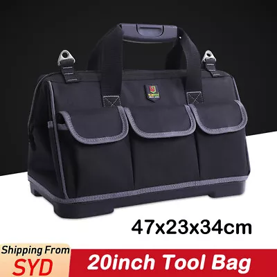 20  Water Proof Heavy Duty Tool Bag Wide Mouth Carry Contractor + Shoulder Strap • $29.99