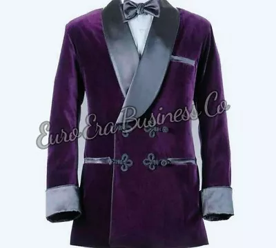 New Men Smoking Coat Jacket Purple Velvet Elegant Party Wear Tunic Coat Jacket  • $119