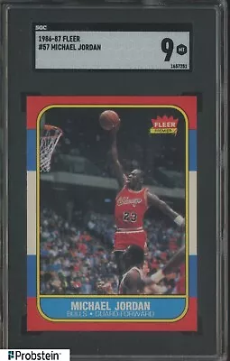 1986-87 Fleer Basketball #57 Michael Jordan RC Rookie HOF SGC 9   HIGH END   • $110.50