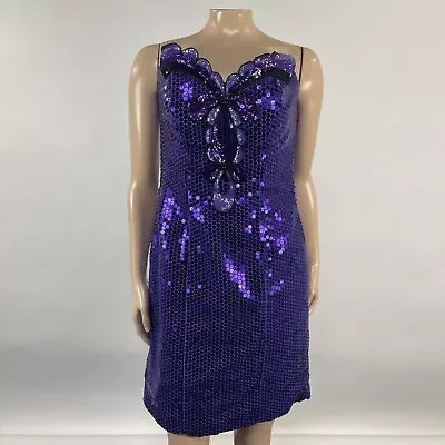 Vintage 80s Loralie Women's Dress 10 Prom Party Formal Sequin Strapless H4-25 • $79.99