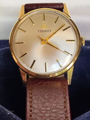 TISSOT 9CT GOLD MANUAL WIND PRESENTATION WATCH WITH BOX AND NEW CONDOR 18m STRAP • £185