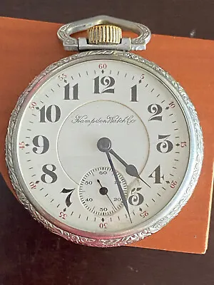 Vintage 16 Size Hampden Pocket Watch Gr. 105 Keeping Time 21 Jewel Serviced • $265