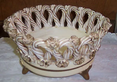  Fratelli Fanciullacci Pottery Majolica Woven Braided Footed Italy Bowl Vintage • $59